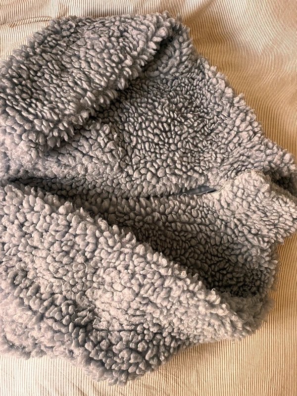 Oh Polly Oh Polly light blue/grey zip up fluffy jacket - 1