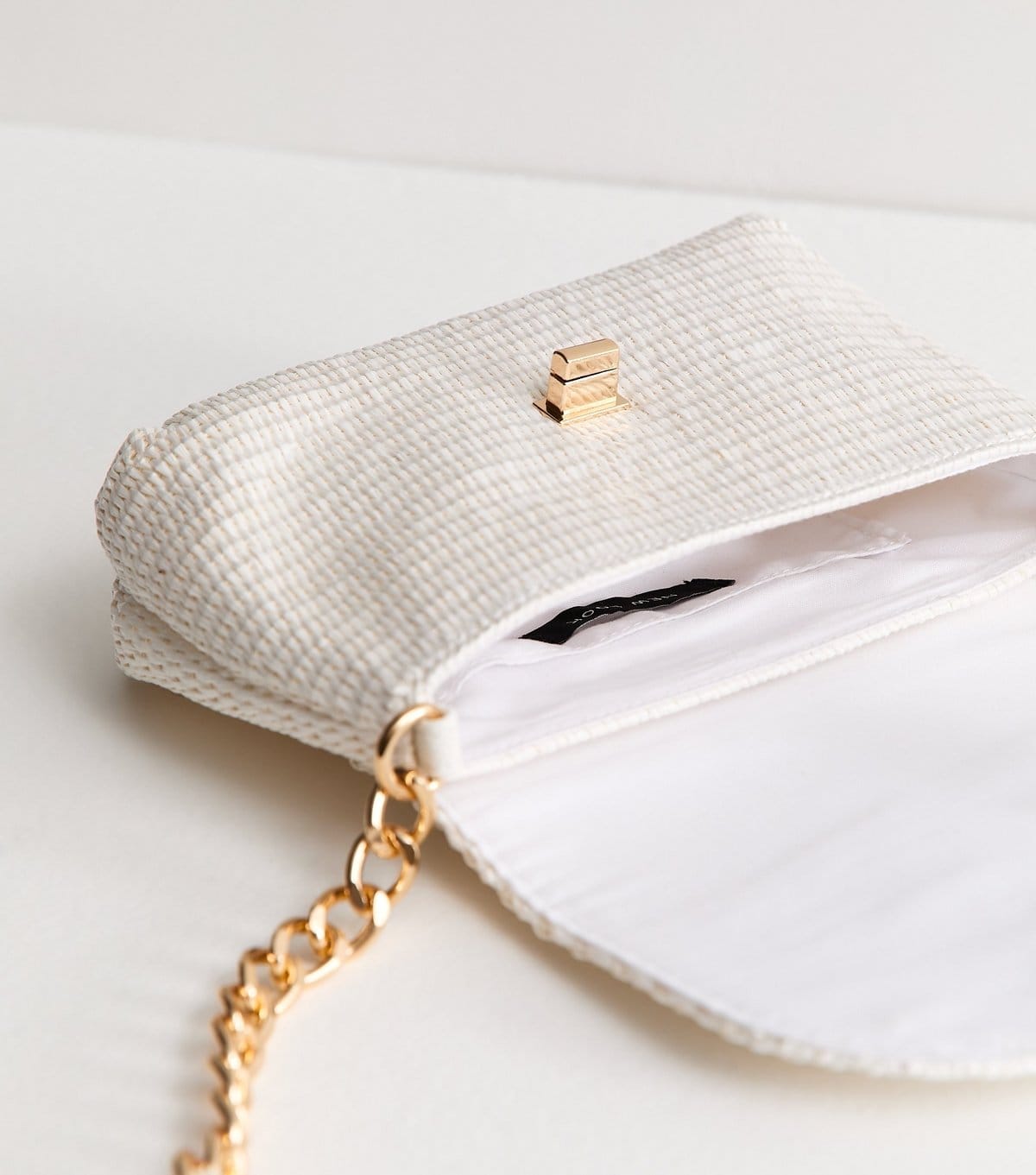 New Look White Raffia Look Turn Lock Cross Body Bag New Look - 4