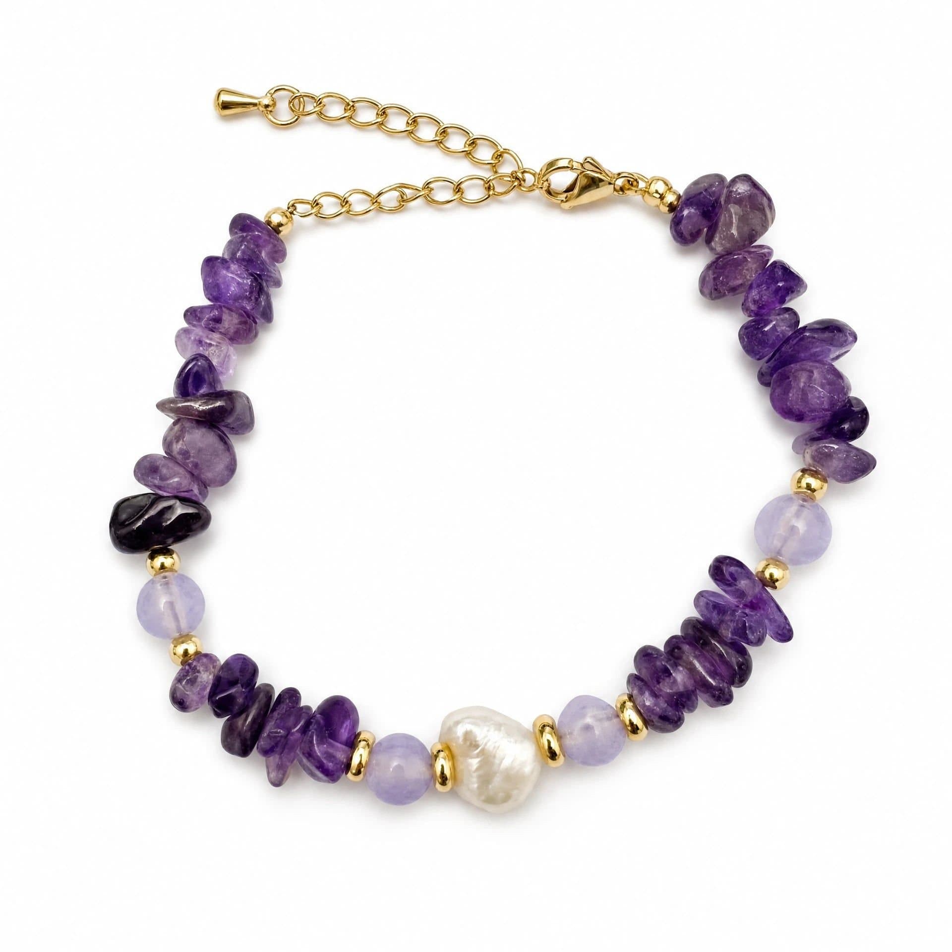 Angel Barocco Angel Barocco Women's Amethyst Chip & Baroque Pearl Bracelet - Purple
