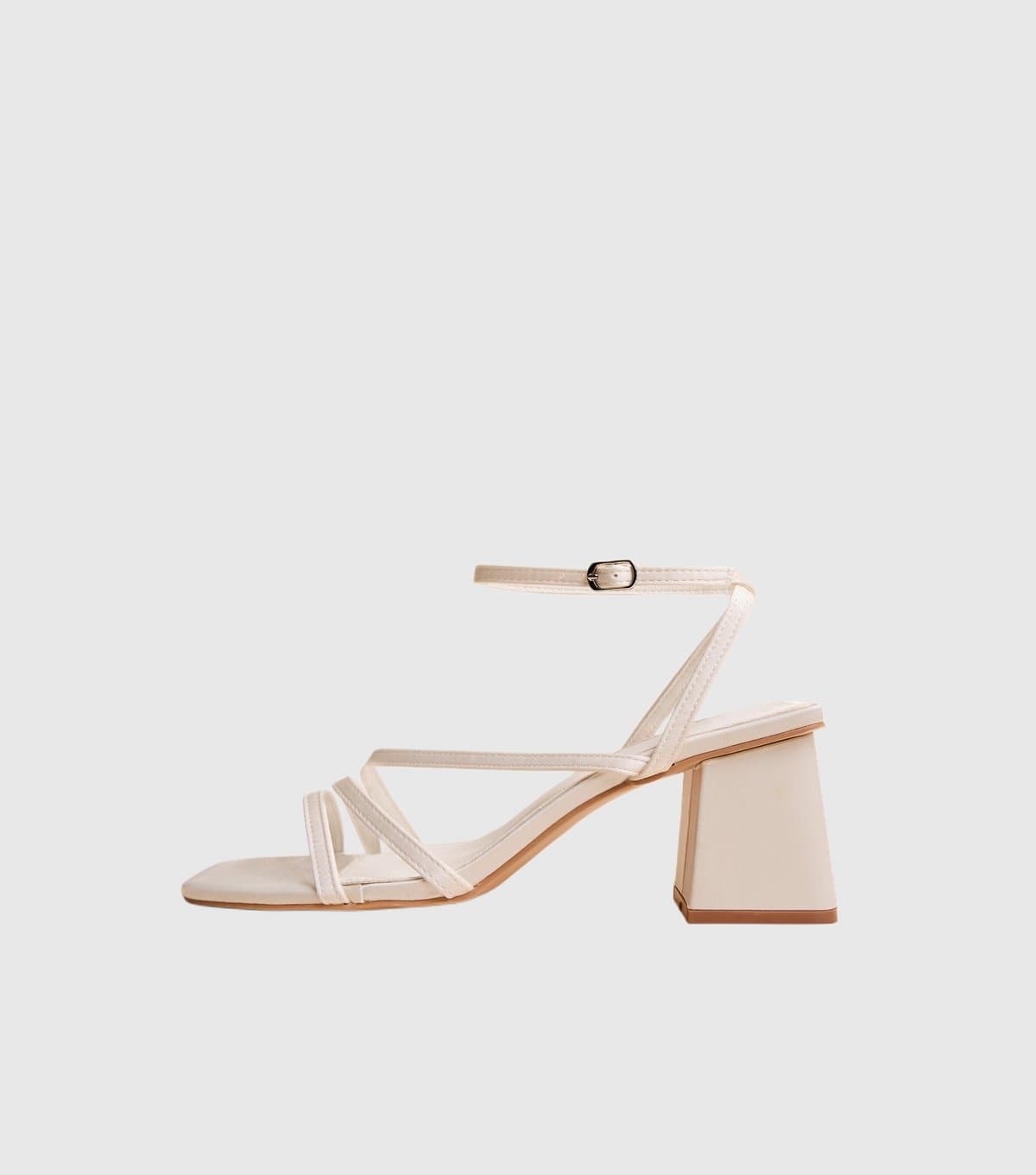 Public Desire Women's White Robin Faux Leather Strappy Square Toe Block Heel Sandals Public Desire New Look