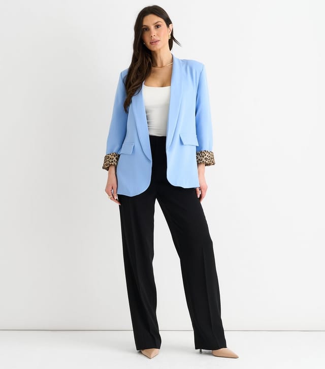 Gini London Women's Blue Contrast Trim Blazer Gini London New Look - 2