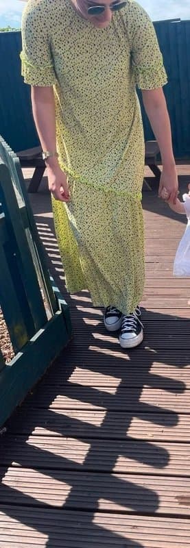 ASOS Design Asos Design Green Black Floral Maxi Dress Lightweight Round Neck - size UK 6/ UK 10