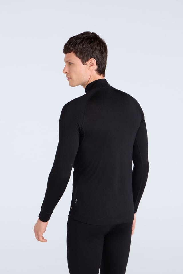 Animal Animal Men's Lightweight Casual Comfortable Warm Merino Long Sleeve Zip Neck Top in Black - 3