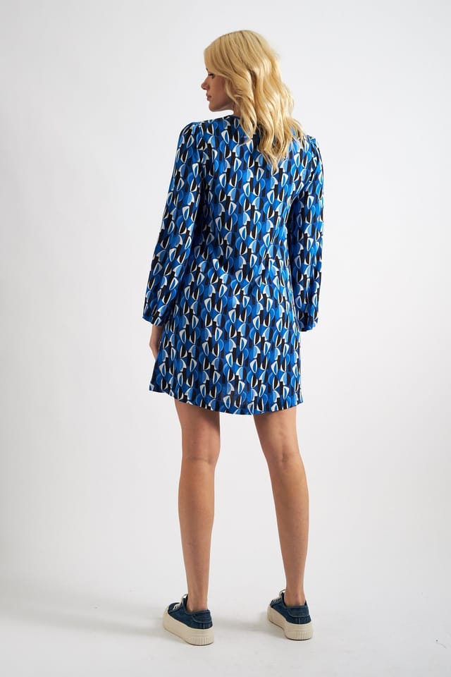 Louche Louche Women's Gwenola Mid Century Retro Print Mini Dress - Blue - 2