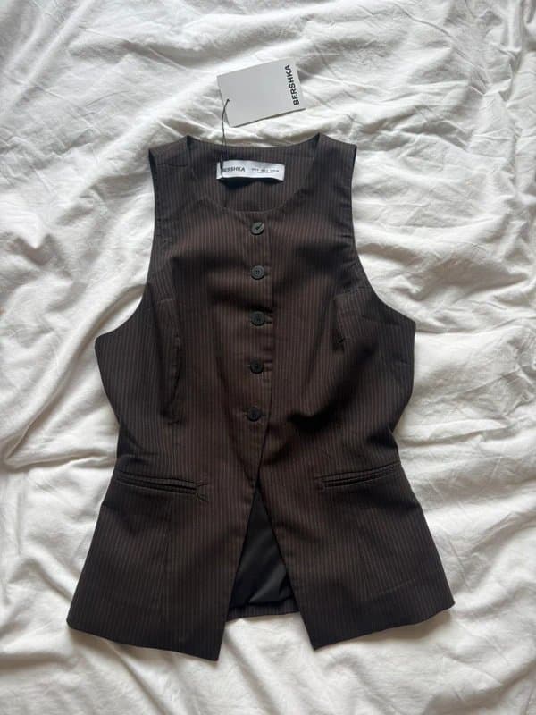 Bershka Bershka brown pinstripe waist coat