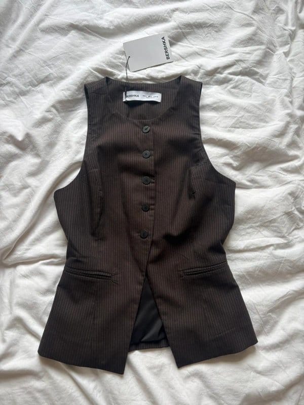 Bershka Bershka brown pinstripe waist coat - 1