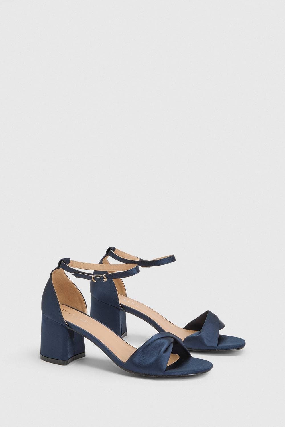 Wallis Wallis Navy Satin Wide Fit Sophia Sandals