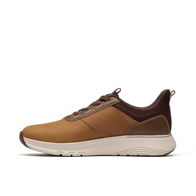 Clarks Clarks Men's Motion Trek LX Dark Tan Leather Trainers, Lace Up in Brown - 2