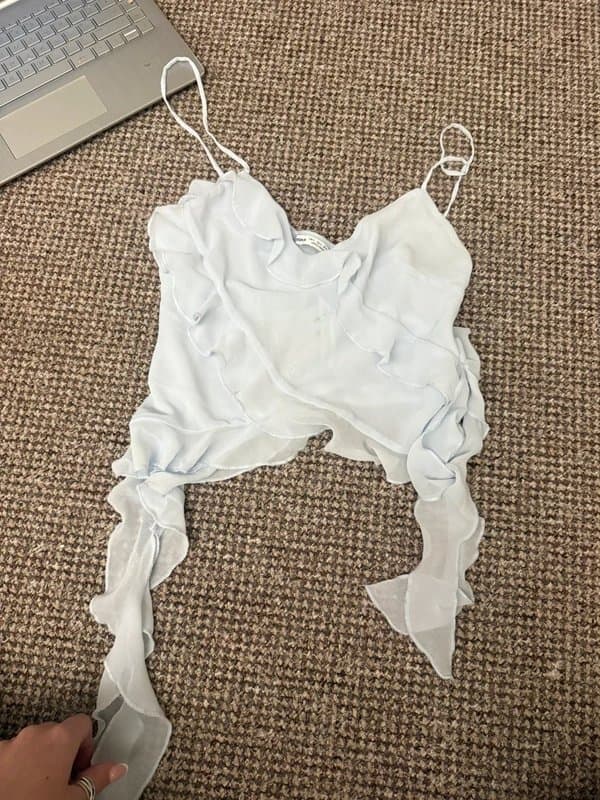 Bershka Pastel Blue Ruffle Cami – Bershka