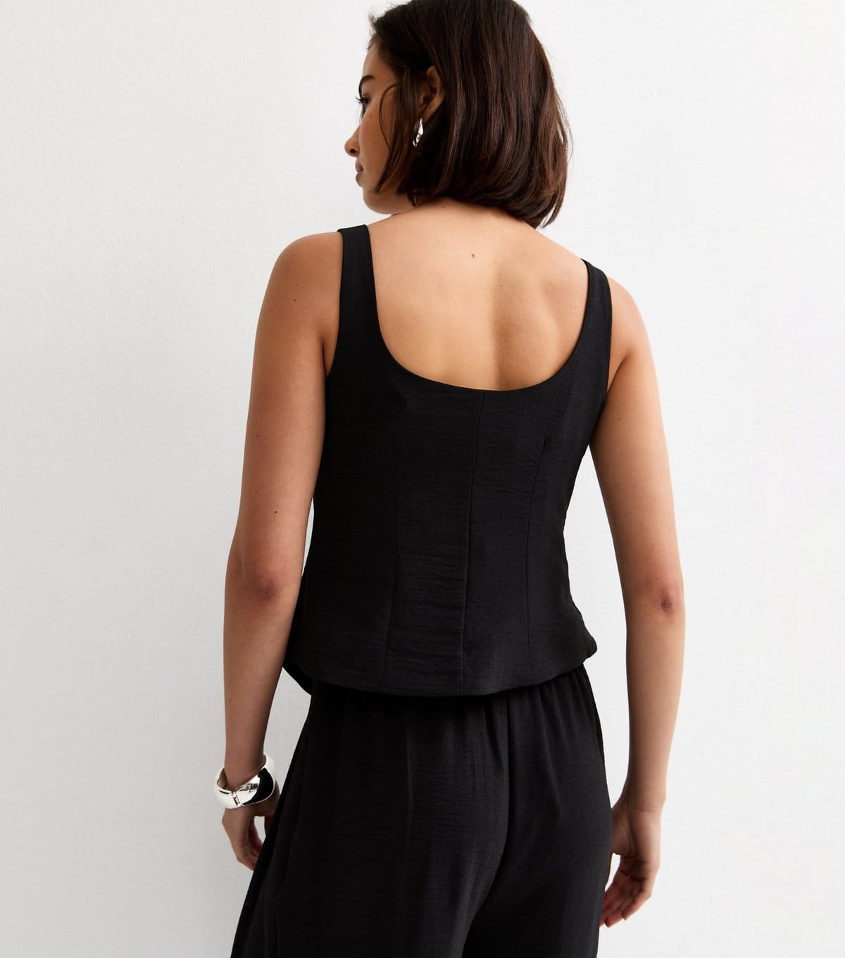 New Look Women's Black Scoop Neck Button Up Waistcoat New Look - 4