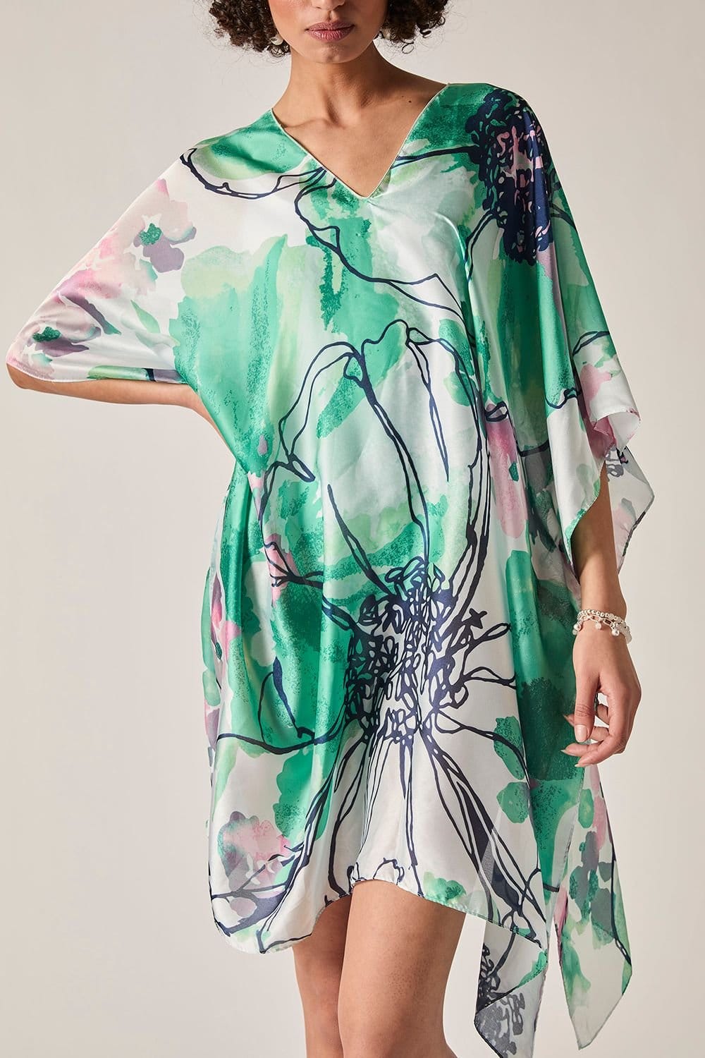 James Lakeland James Lakeland Women's Green Floral Sketch Kaftan - 4