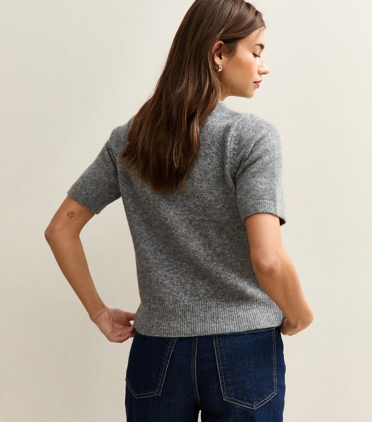 New Look Women's Grey Short Sleeve Midweight Knit T-Shirt New Look - 4