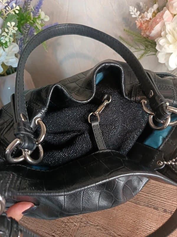 Coach Coach Black Vintage Y2k Black Croc Tote Shoulder Bag Handbag