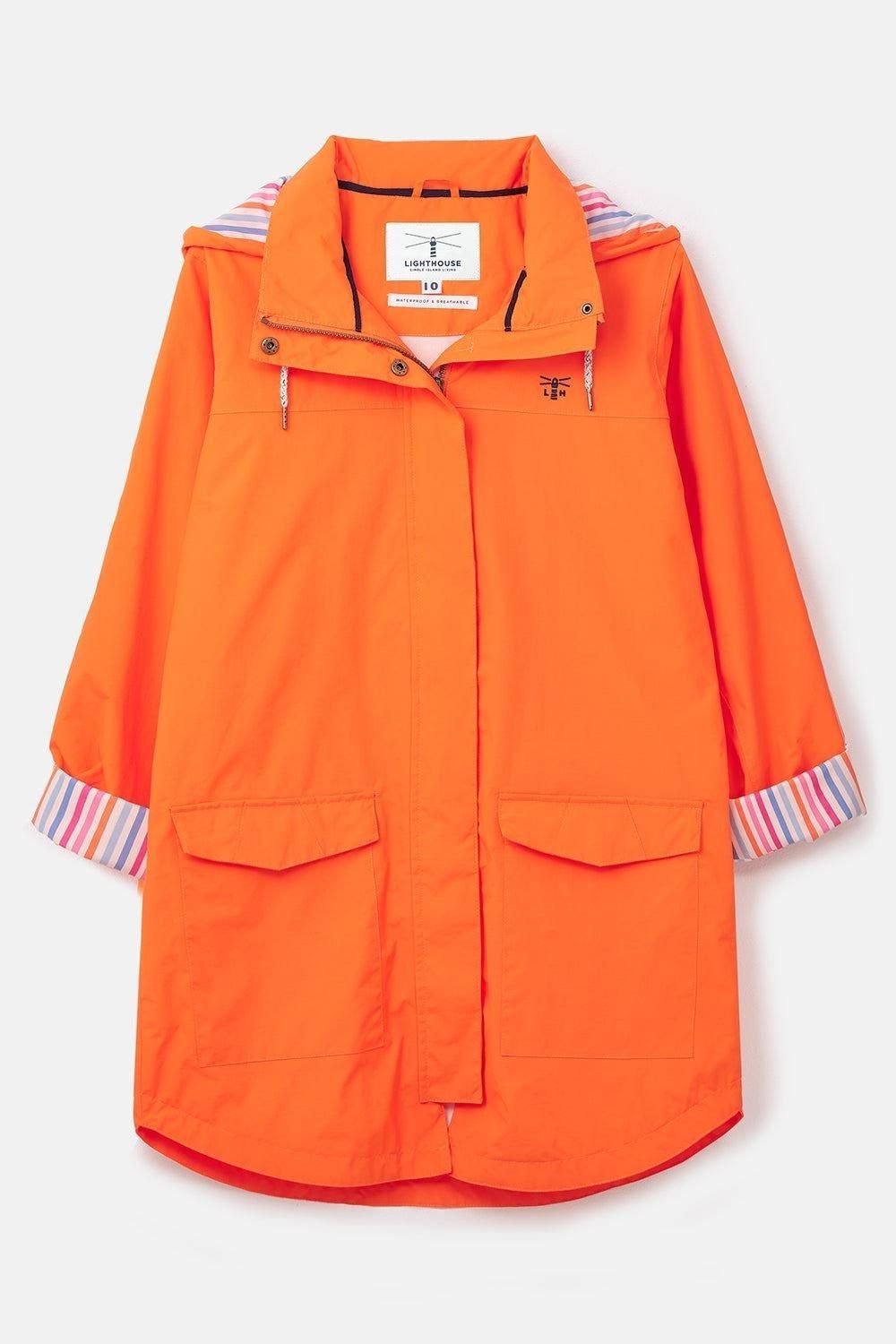 Lighthouse Clothing Lighthouse Clothing Women's Rebecca Waterproof Raincoat - Spring Summer Outdoor Coat in Orange - 2