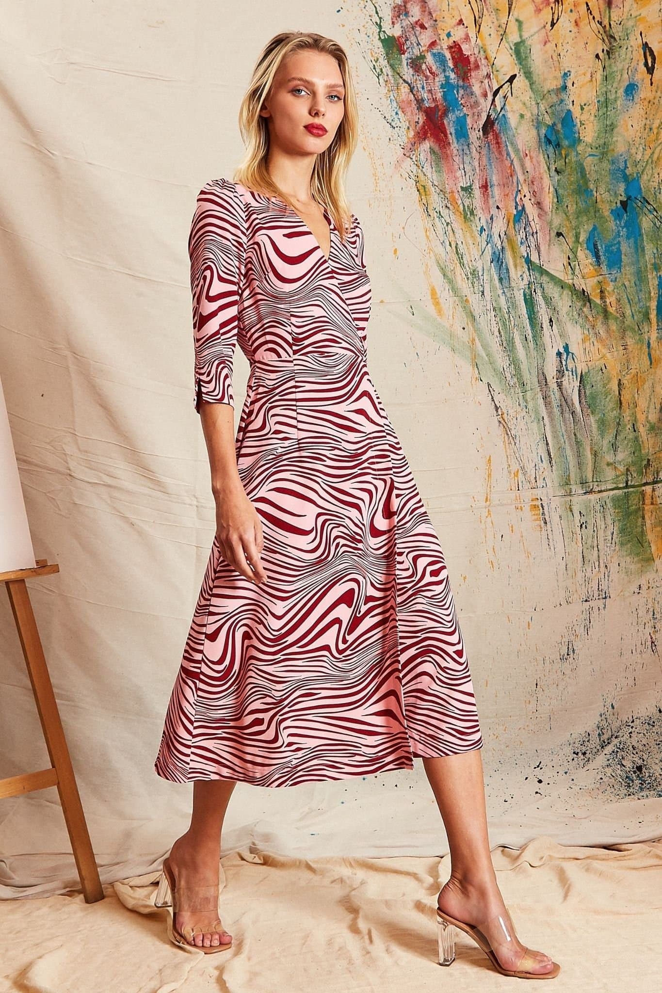 Louche Louche Women's Haden Zebra Pop Print Midi Wrap Dress - Pink