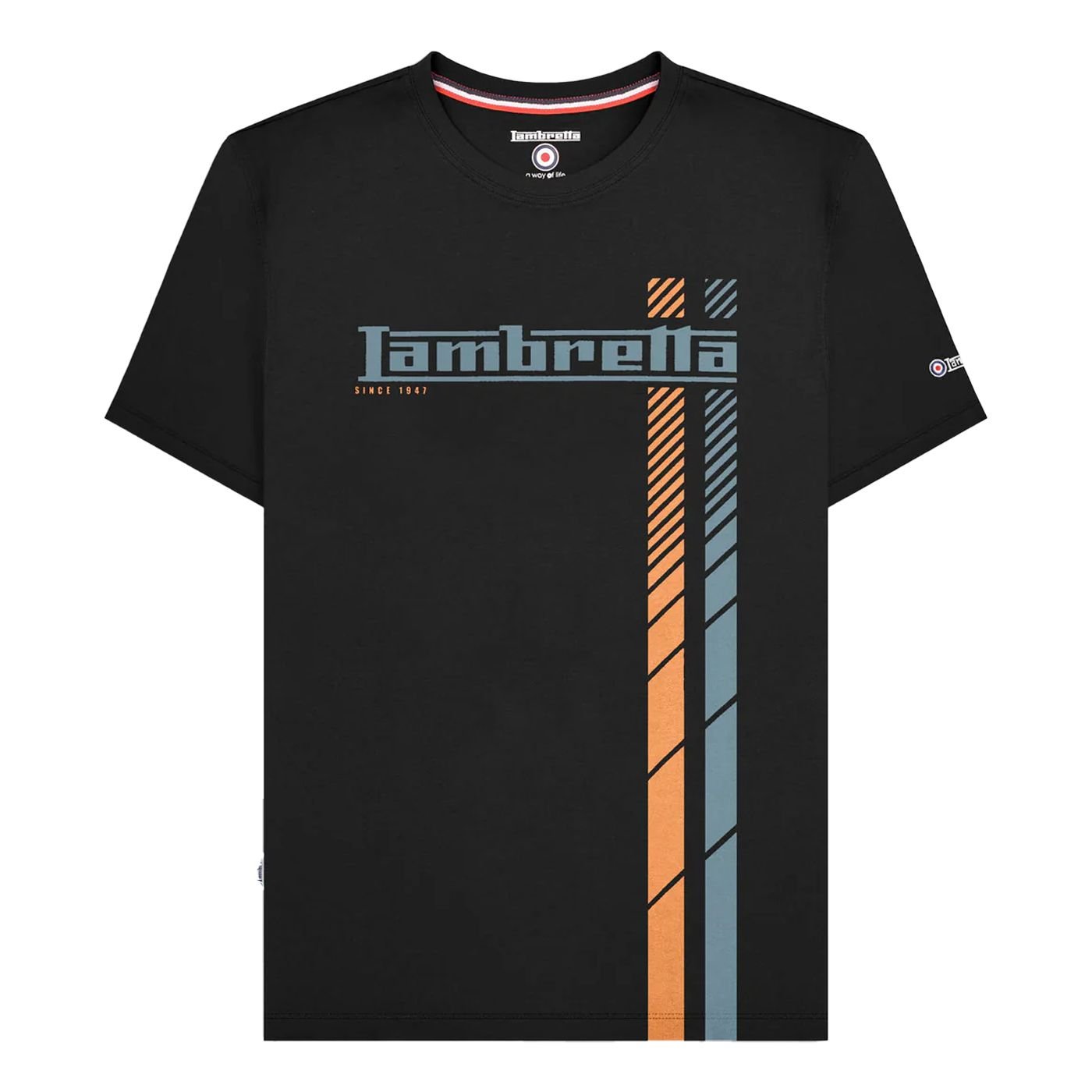 Lambretta Lambretta Men's SS25 Racing Stripe Big & Tall T-Shirt in Black - 2