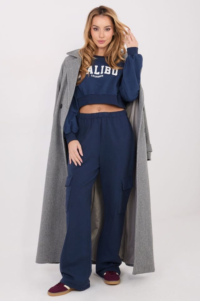 Love Lace Love Lace Women's High Waisted Cotton Polyester Cargo Sweatpants in Blue - 2