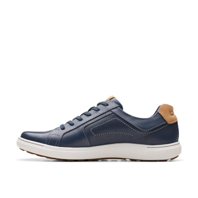 Clarks Clarks Men's Mapstone Lace Navy Leather Trainers, Lace Up in Blue - 2