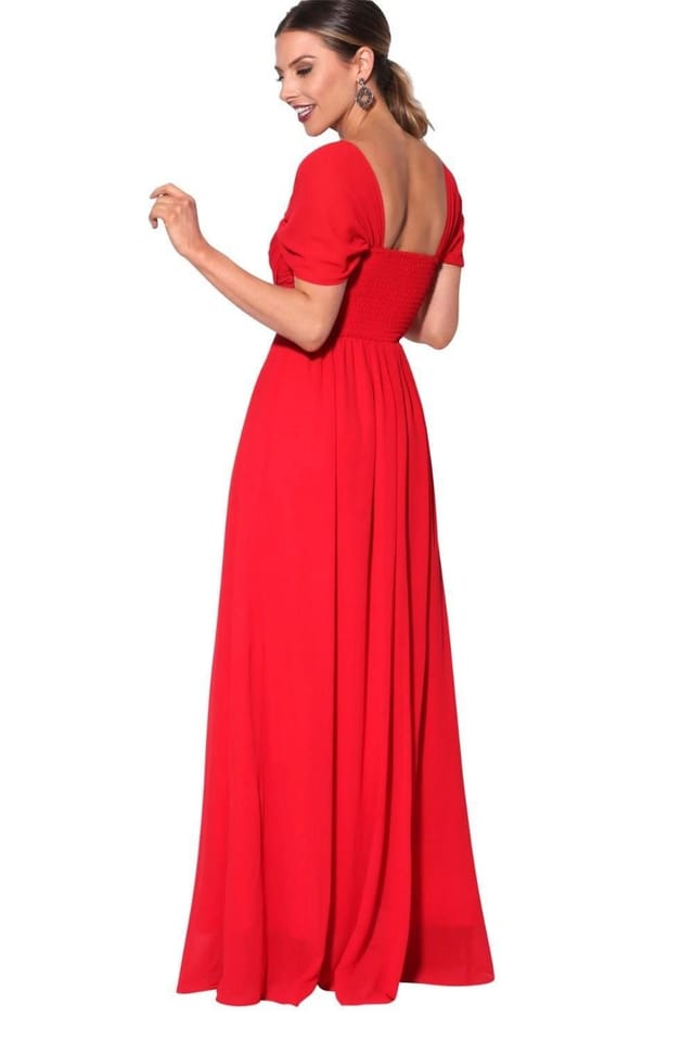 KRISP KRISP Women's Multiway Neckline Occasion Maxi Dress in Red - 2