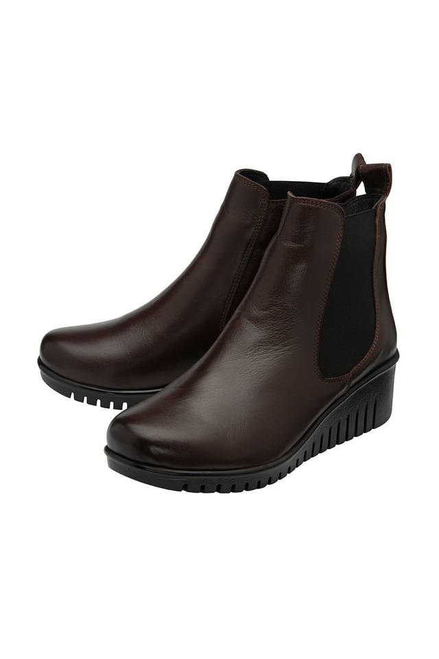 Lotus Lotus Women's Brown Leather 'Dresden' Wedge Ankle Boots - 2