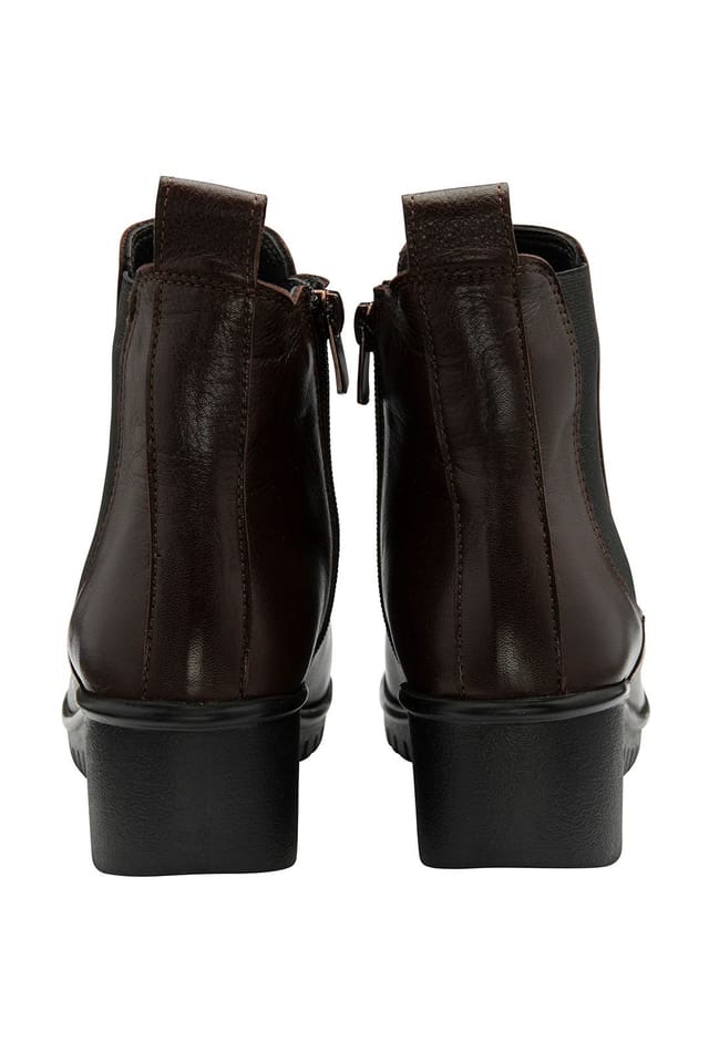 Lotus Lotus Women's Brown Leather 'Dresden' Wedge Ankle Boots - 3