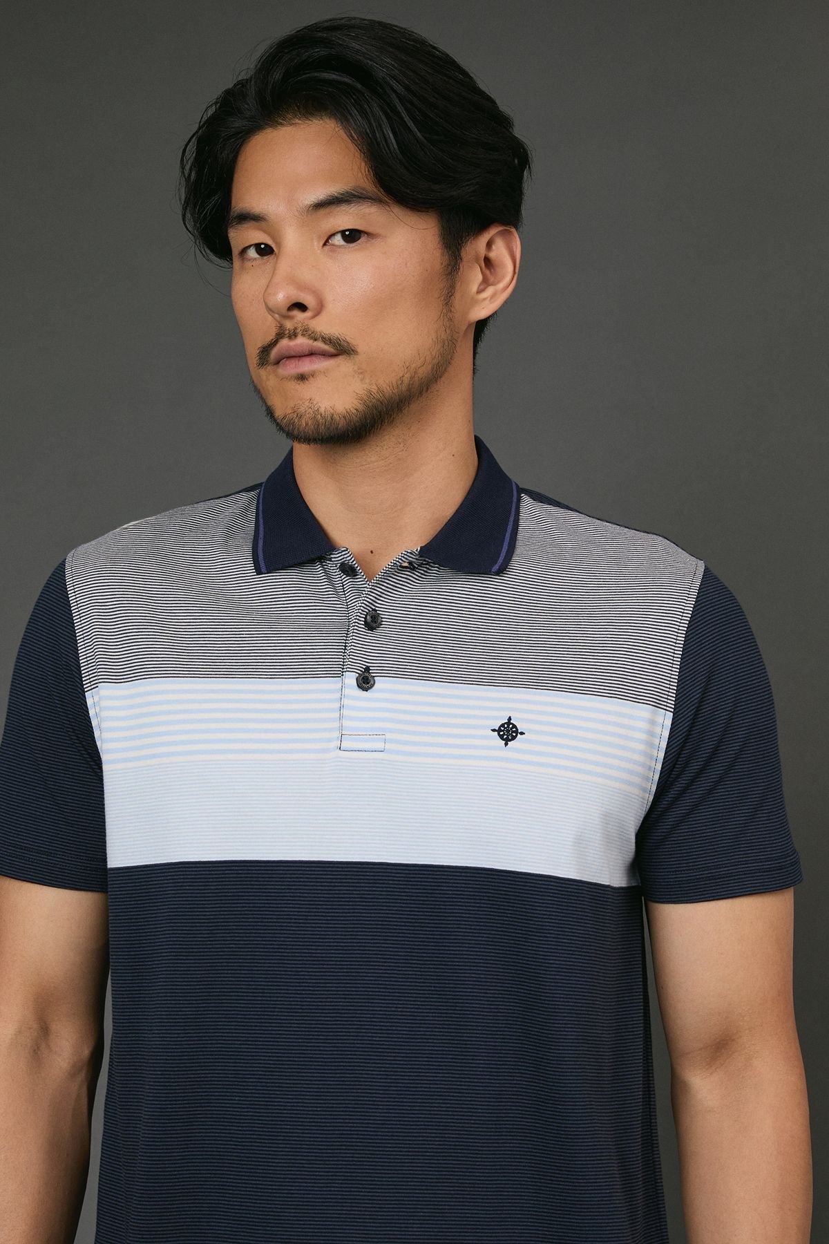 Maine Maine Men's Navy Feeder Placement Stripe Polo Shirt - 3