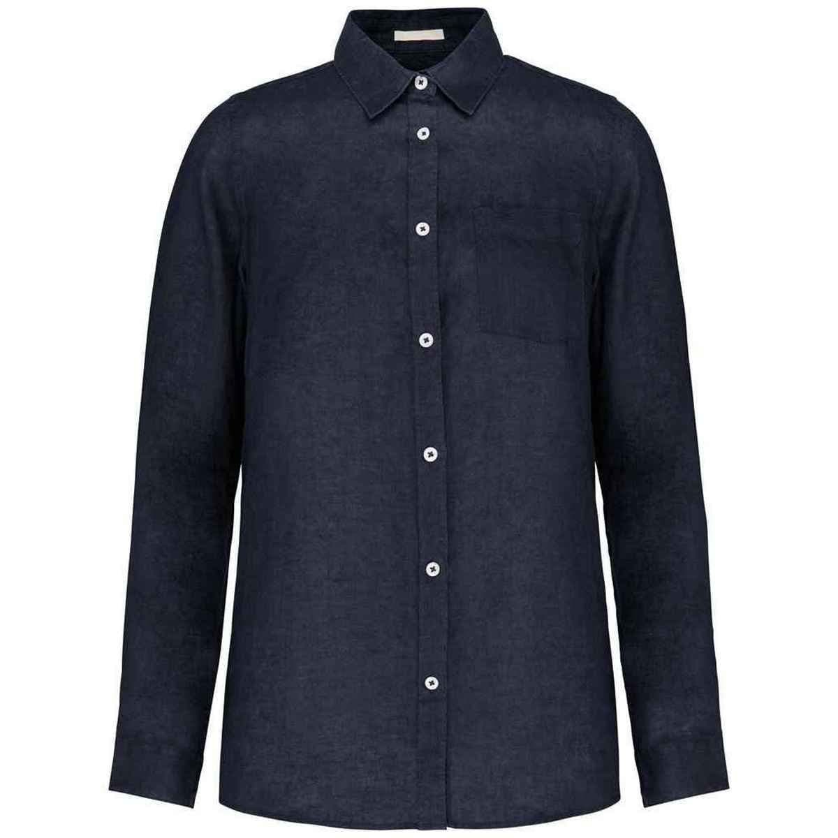 Spasso Spasso Men's Linen Long-Sleeved Shirt in Navy