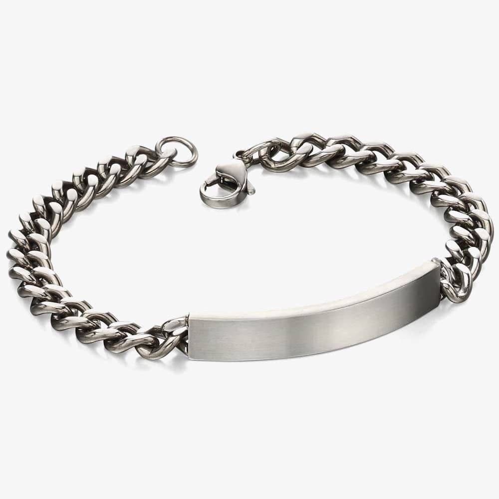 Fred Bennett Fred Bennett Men's Stainless Steel Diamond Cut ID Chain Bracelet B4987 in Silver