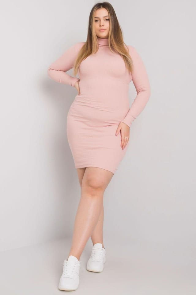 Love Lace Love Lace Women's Everyday Fitted Long Sleeve Turtleneck Dress in Pink - 2