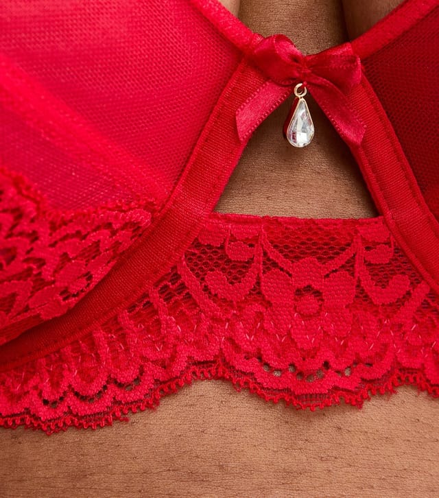 New Look Women's Plus Size Red Floral Lace Non Padded Bra Curves New Look - 3