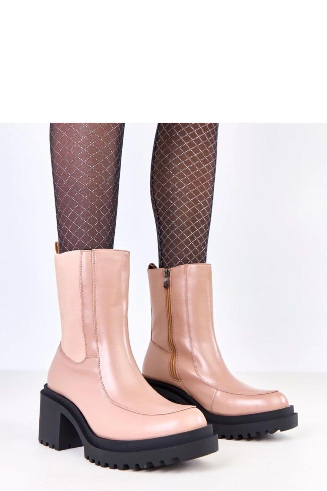 Love Lace Love Lace Women's Warm Lining Ankle Boots with Heel & Elastic Side Panels in Beige - 1