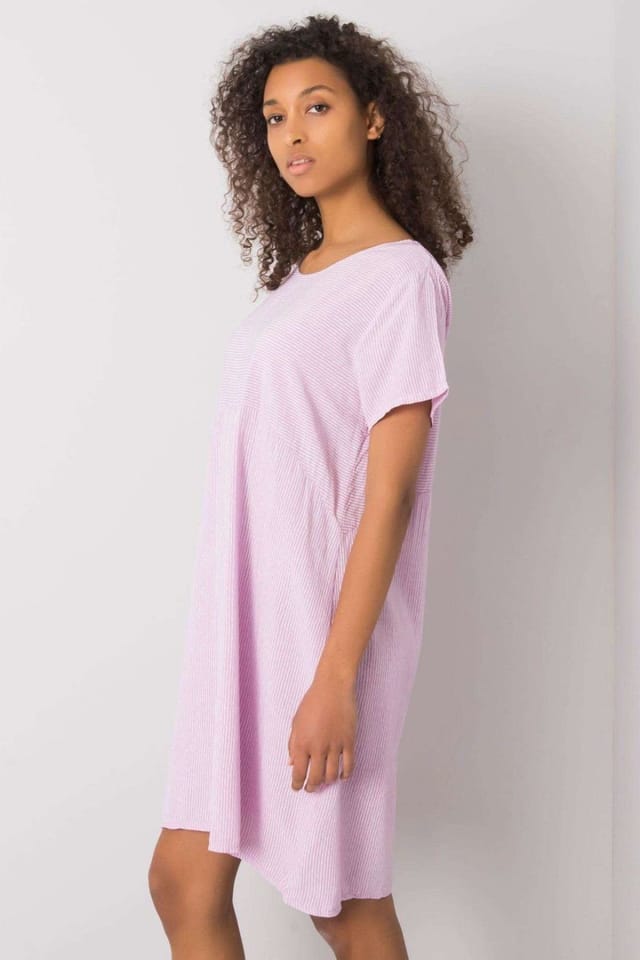 Love Lace Love Lace Women's Summer Striped Round Neck Short Sleeve Dress in Violet - 3