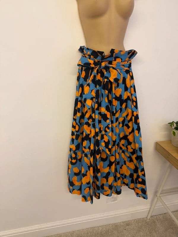 ASOS Blue Orange Leopard Print Wide Leg Palazzo Trousers