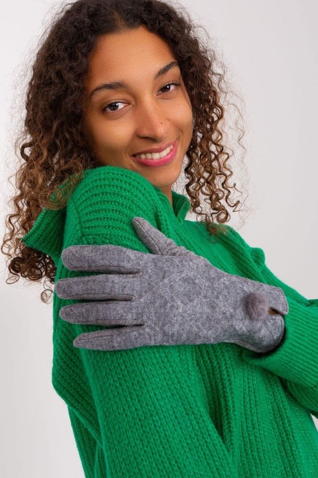 Love Lace Love Lace Women's Elegant Insulated Geometric Pattern Gloves with Touchscreen Flower in Grey - 3