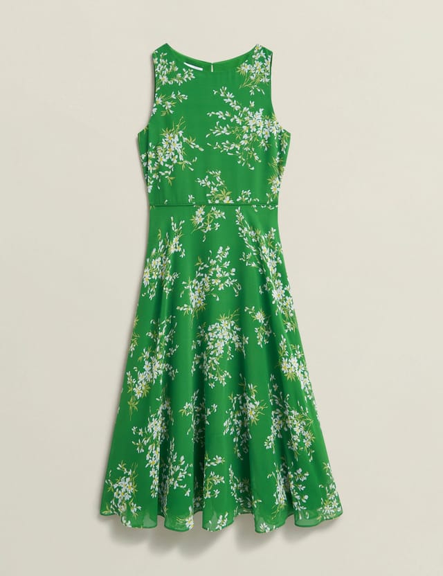 Hobbs London Hobbs London Women's Carly Sleeveless Printed Midi Dress in Green - 2