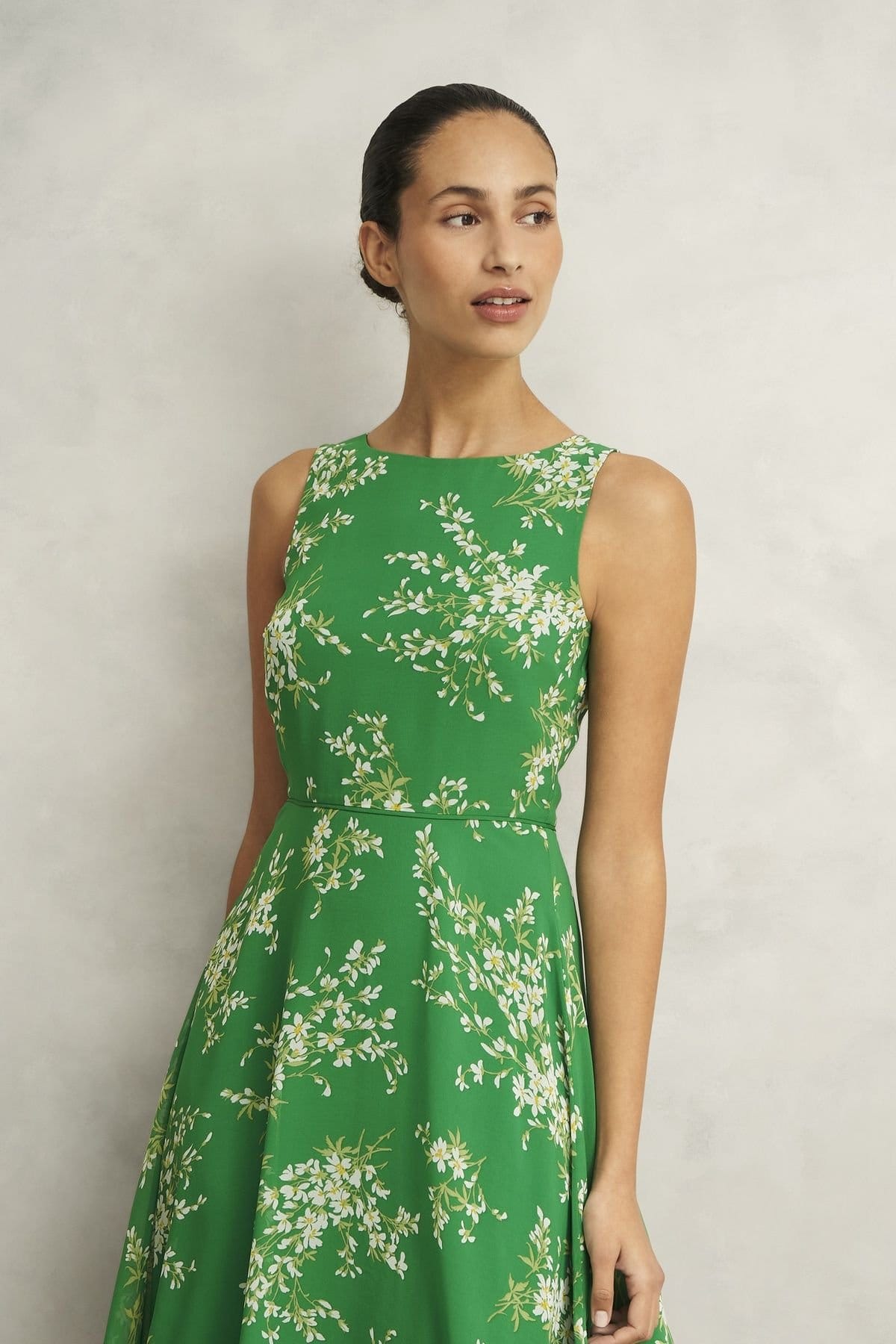 Hobbs London Hobbs London Women's Carly Sleeveless Printed Midi Dress in Green - 3