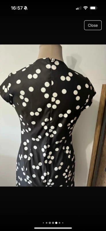 ASOS Design satin mini dress with cap sleeve in black and white polka dot spot size 10