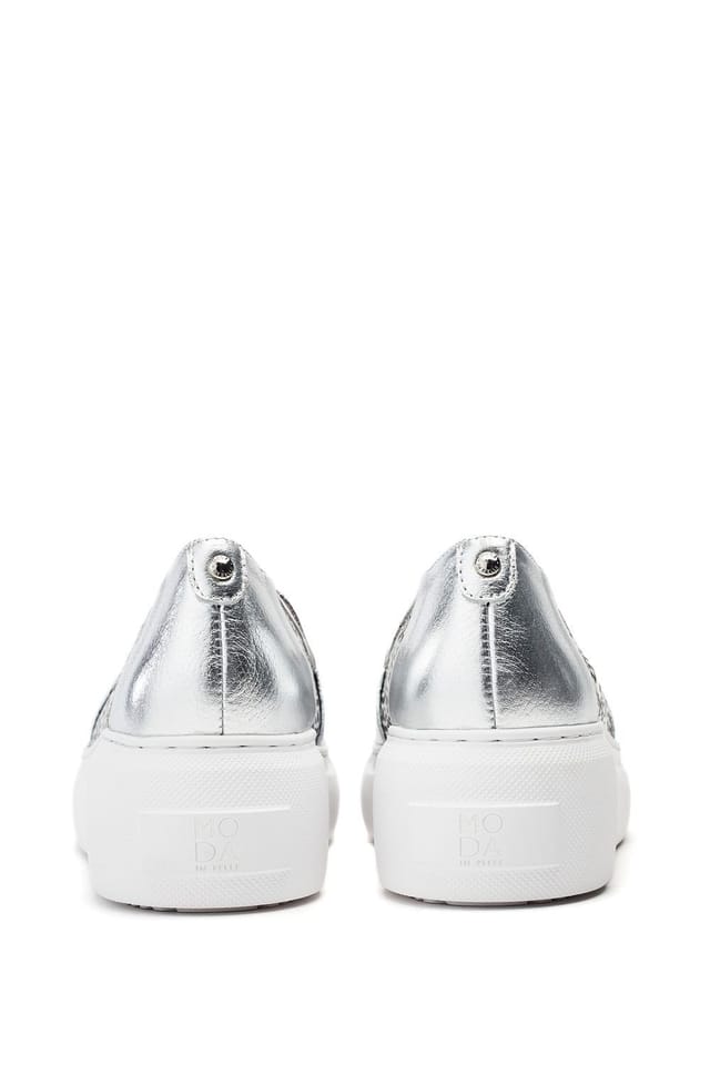 Moda In Pelle Moda In Pelle Women's 'Eudia' Leather Loafers in Silver - 3