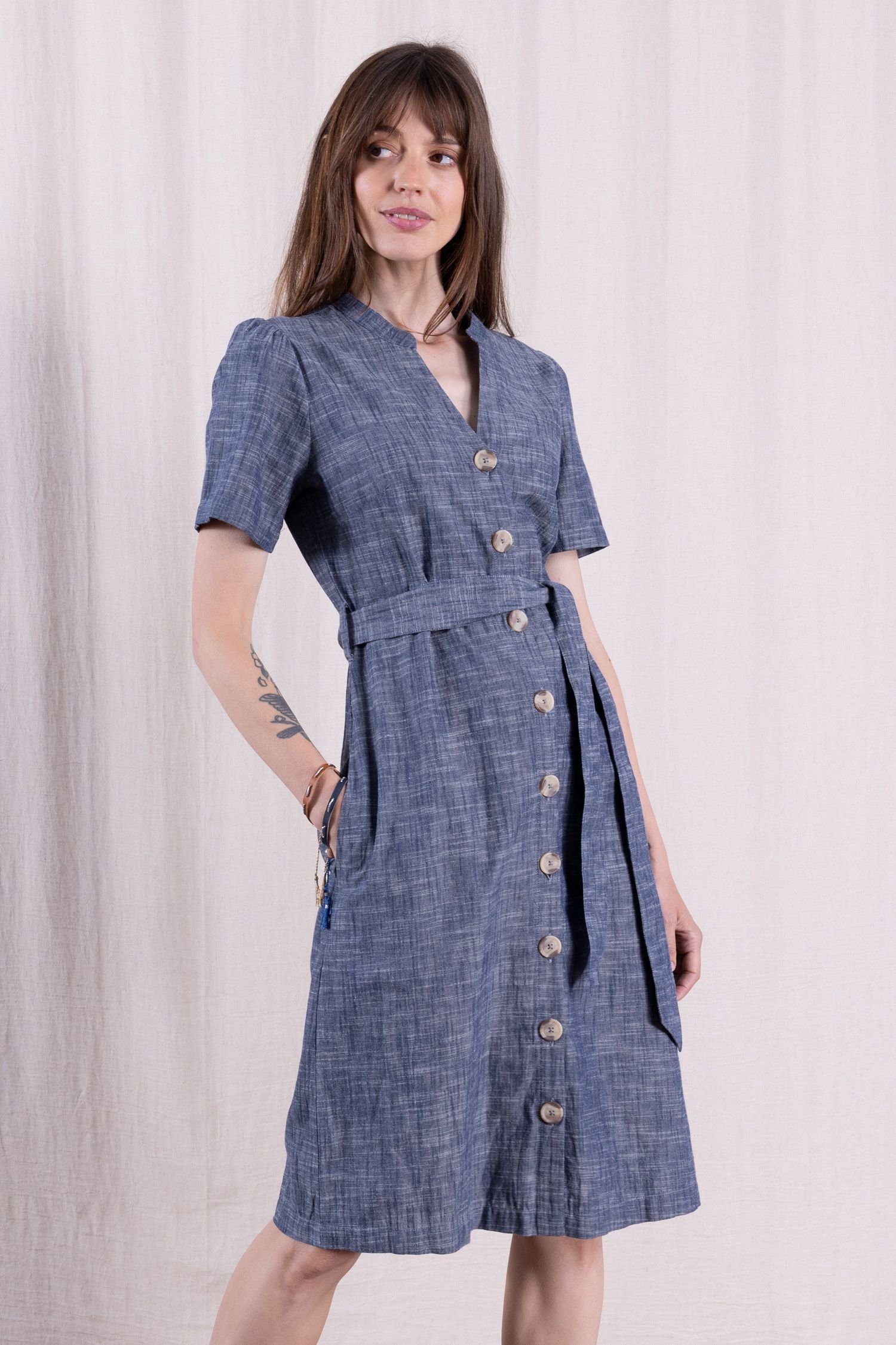 Nomads Clothing Nomads Clothing Women's Womens Button Through Dress in Blue - 2