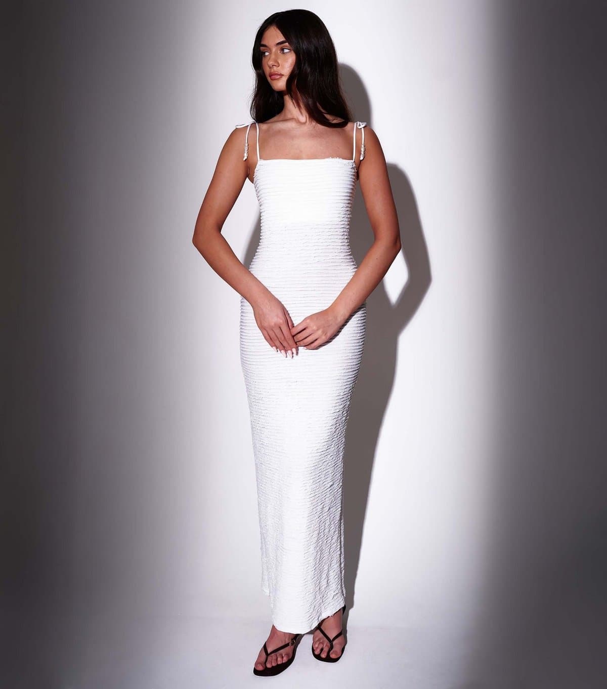 South Beach Women's White Textured Beaded Strap Maxi Dress South Beach New Look