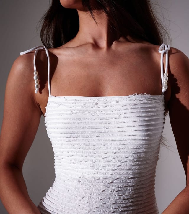 South Beach Women's White Textured Beaded Strap Maxi Dress South Beach New Look - 3