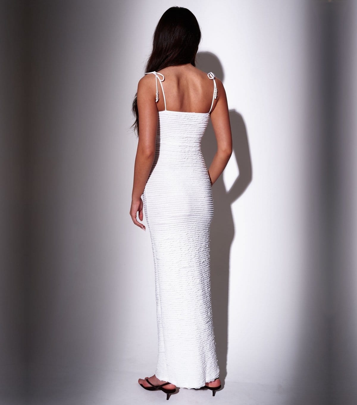 South Beach Women's White Textured Beaded Strap Maxi Dress South Beach New Look - 4