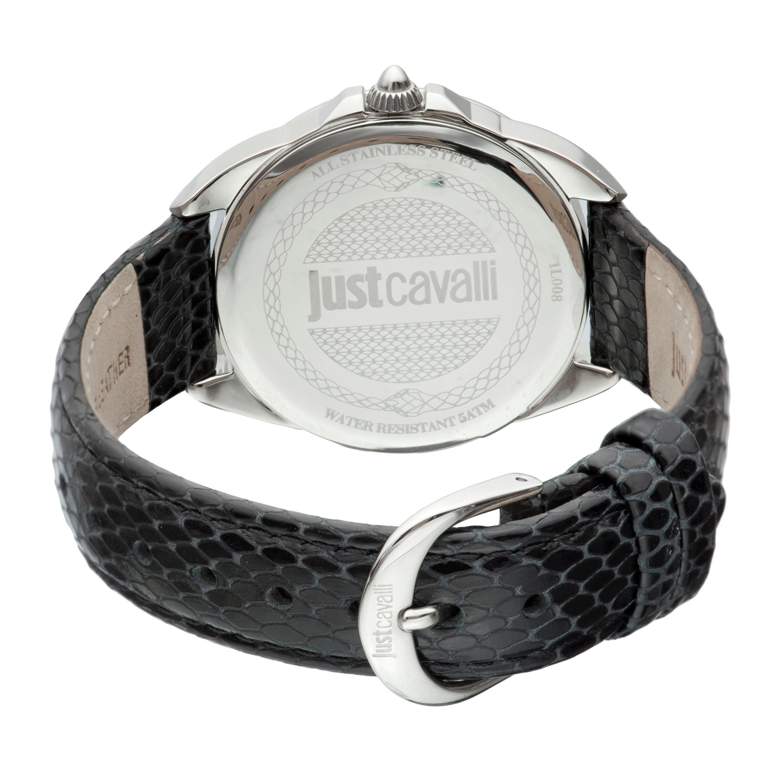 Just Cavalli Just Cavalli Women's Logo Silver Dial Calfskin Leather Watch in Black - 2