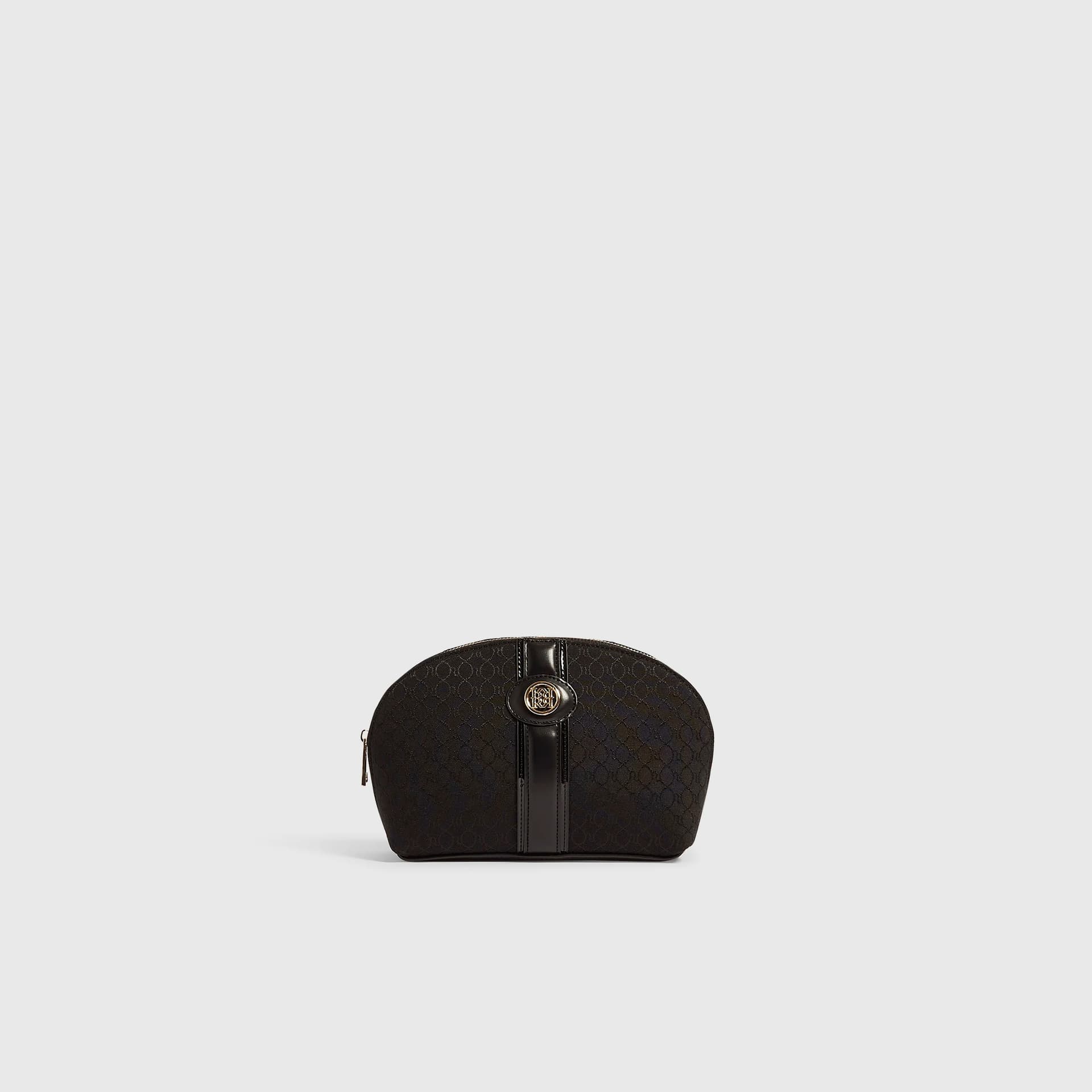River Island River Island Womens Black Jacquard Monogram Domed Makeup Bag