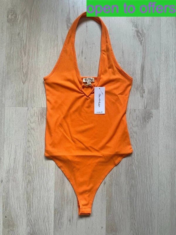 Miss Selfridge New miss selfridge orange heart bodysuit