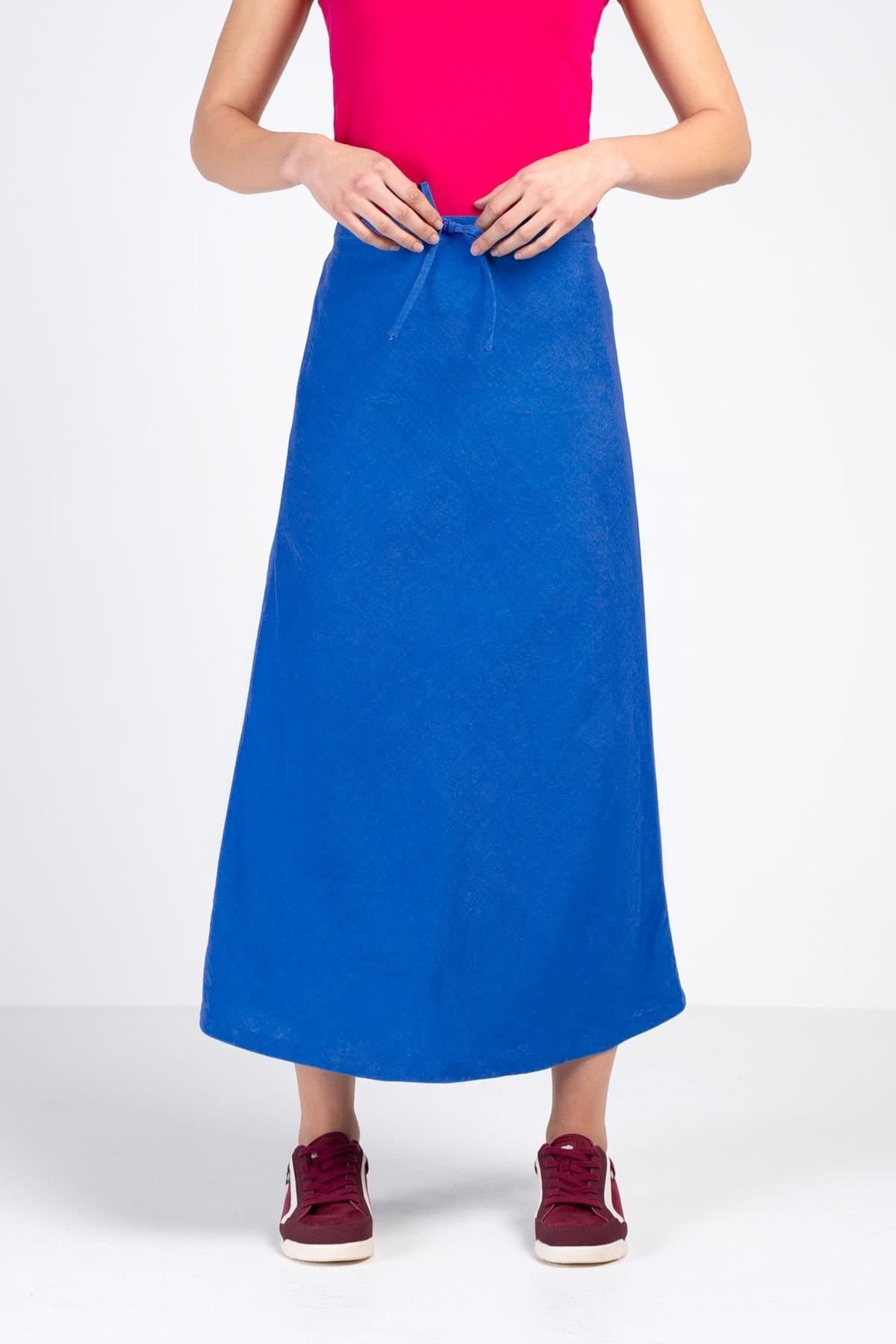 Kettlewell Kettlewell Women's Bias Cut Linen Blend Skirt in Mid Blue