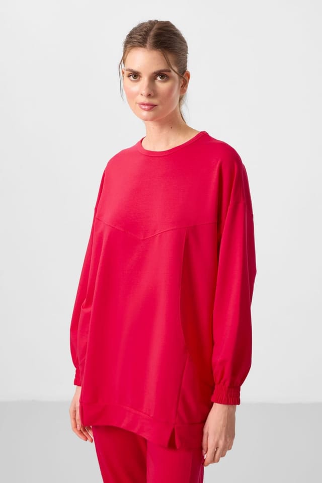 Tommy Life Tommy Life Women's Oversized Fleece Sweatshirt & Pants Set in Bright Pink - 3