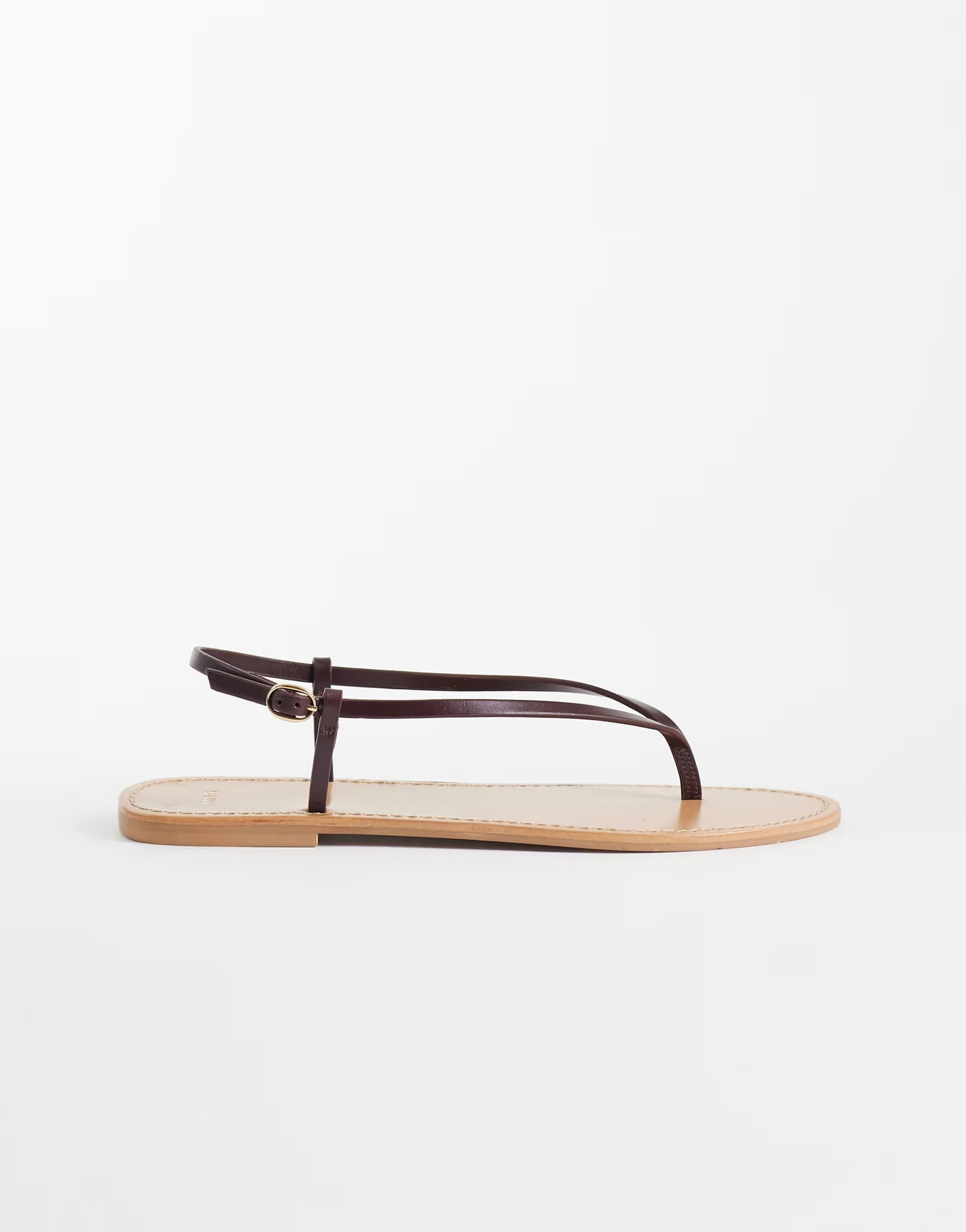 ASOS Mango 100% leather strappy flat sandal in burgundy