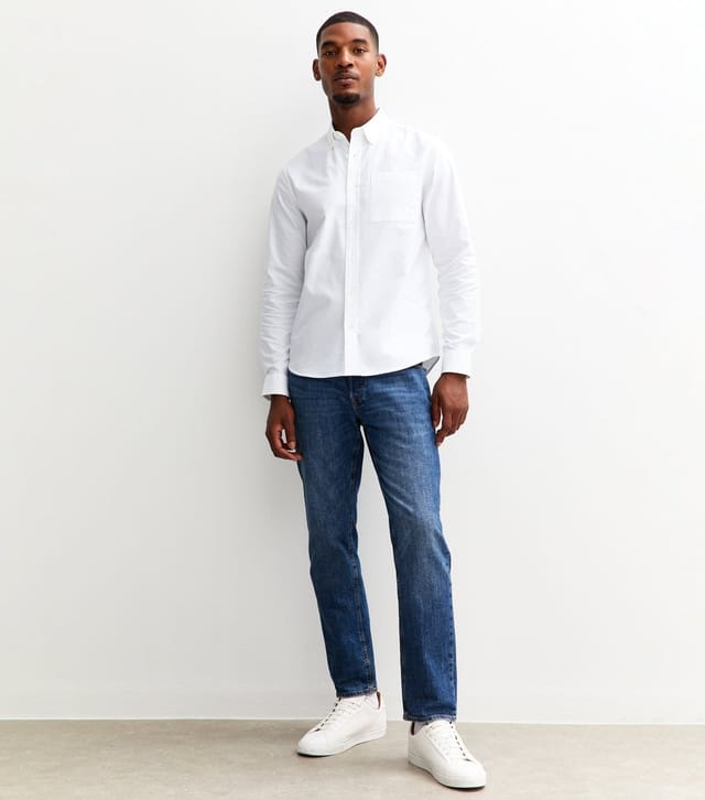 New Look Men's White Regular Fit Long Sleeve Oxford Shirt New Look - 3