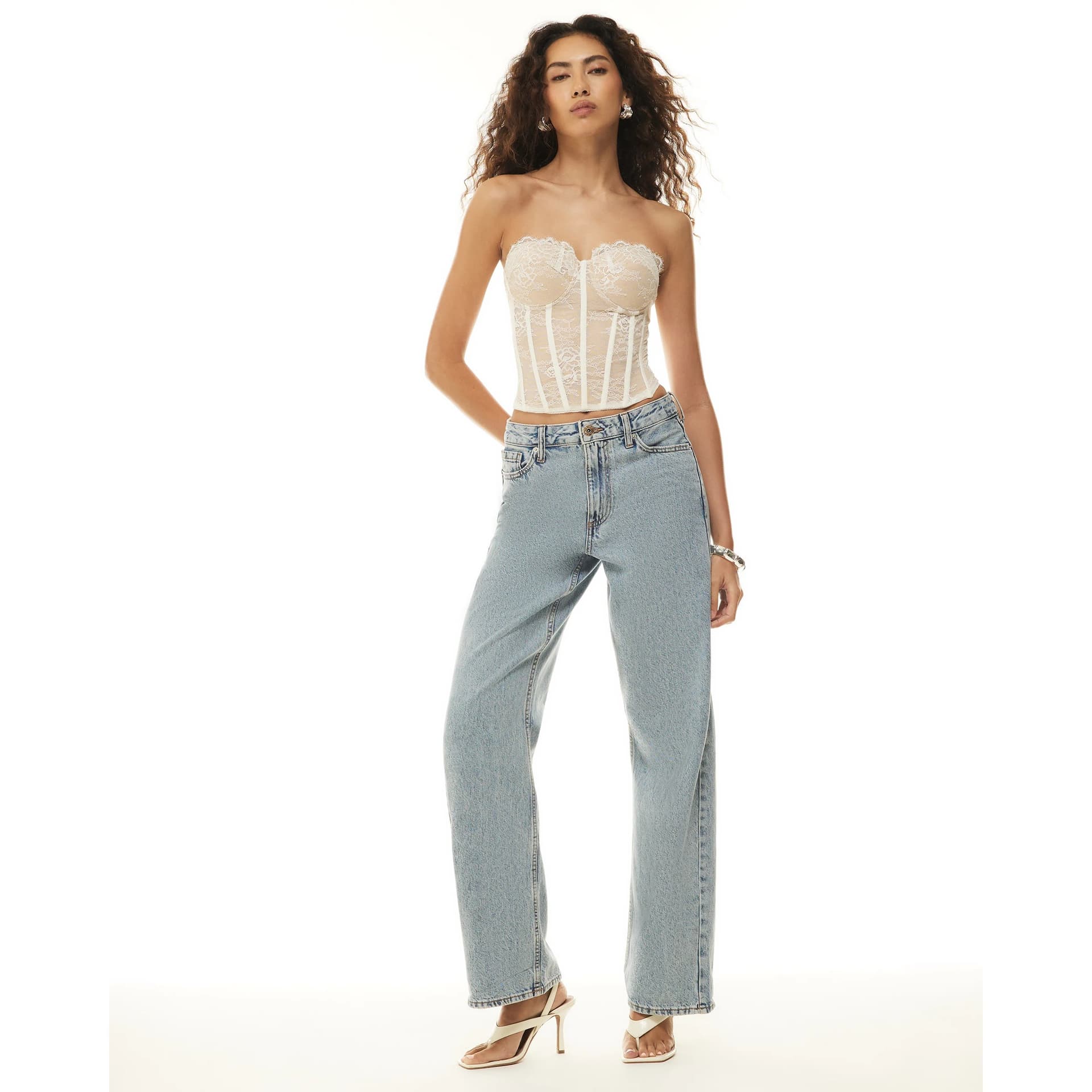 River Island River Island Womens White Lace Corset Top